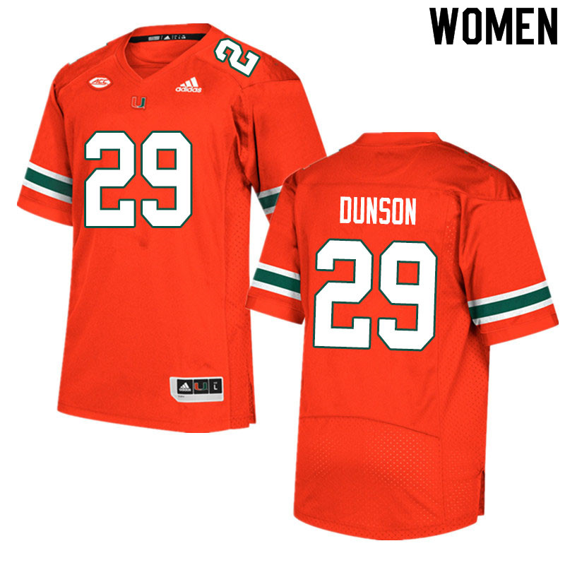 Women #29 Isaiah Dunson Miami Hurricanes College Football Jerseys Sale-Orange